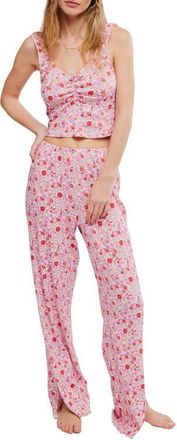 Free People Fresh in Love Pointelle Pajamas in Pink Chalk Combo at Nordstrom, Size Large