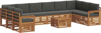 vidaXL Conjunto De Sof&aacute;s De Exterior 11 Uds. Natural Y Antracita Vidaxl
