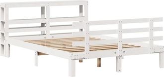 vidaXL Bed Frame with Headboard without Mattress White 135x190 cm Double vidaXL