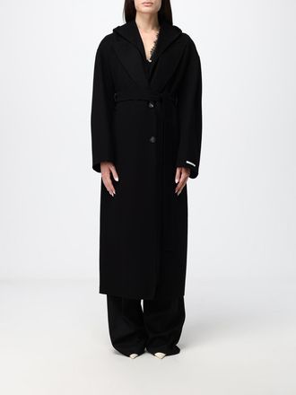 Sportmax Cappotto lungo a vestaglia in pura lana vergine con cappuccio e cintura