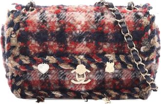 Chanel 2017-2018 Mini Rectangular Classic Tweed Charms Single Flap crossbody bag - women - Fabric - One Size - Multicolour