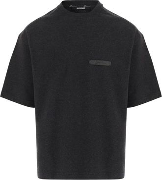 Jacquemus Tops, Heren, Grijs, S, Katoen, Katoenen T-shirt Met Logo