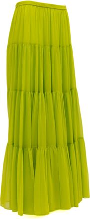 Valentino Garavani Lime Green Flowing Maxi Womens Skirt