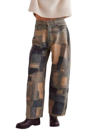 Free People Illusions Patchwork Barrel Leg Jeans in Indigo Combo at Nordstrom Rack, Size 24