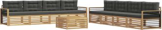 vidaXL Conjunto De Sof&aacute;s De Exterior 9 Uds. Blanco Y Antracita Vidaxl