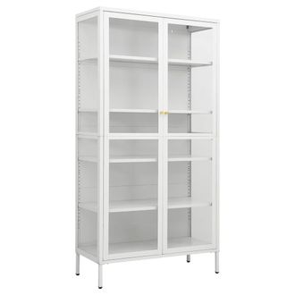 vidaXL Vidaxl - Vitrina De Acero Y Vidrio Templado Blanca 90x40x180 Cm