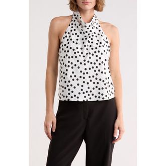 Renee C Polka Dot Satin Halter Top in Ivory at Nordstrom Rack, Size X-Large