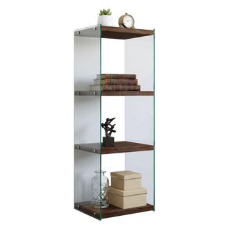 Dmora Dmora - Estante Para Libros Protea, Estante De Oficina, Porta Libros M&oacute;vil, Biblioteca, 40x35h120 Cm, Nuez, Con Embalaje Reforzado