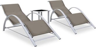 vidaXL Sun Loungers 2 pcs with Table Aluminium Taupe vidaXL