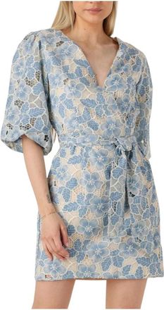 Aaiko Bailey Lace Mini Jurk Lichtblauw - Dames - Wikkelkleedje - Veelkleurig - S - Kleedjes