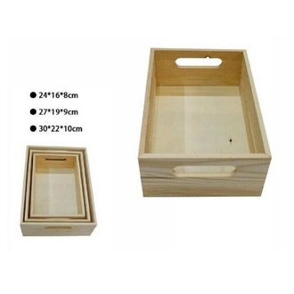Trade Shop Trade Shop - Set 3 Cassette Cassetta In Legno Naturale Decoupage Tris Matrioska Scatola
