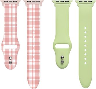 Posh Tech 2-Pack Silicone Apple Watch Watchbands in Green Multi at Nordstrom Rack