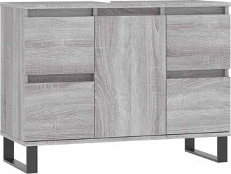 vidaXL Mueble De Ba&ntilde;o Madera De Ingenier&iacute;a Gris Sonoma 80x33x60 Cm Vidaxl