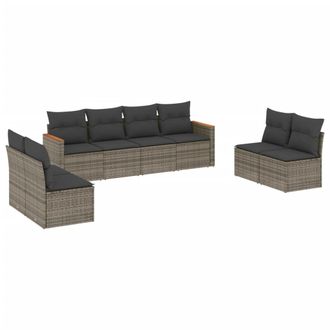 vidaXL Vidaxl - Set Divano Da Giardino 8 Pz Con Cuscini Grigio In Polyrattan