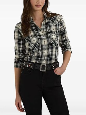 Lauren Ralph Lauren Geruite blouse met knopen - Zwart
