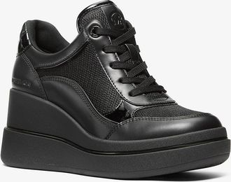 Michael Kors Emmy Leather and Mesh Wedge Trainer