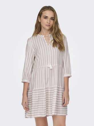Only Tunikakleid ONLY ONLKAYA 3/4 PUFF SHORT DRESS WVN NOOS, Damen, Gr. XS (34), N-Gr, rosa (cloud dancer stripes:misty rose stripe), Jersey, Obermaterial: