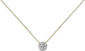 House of Brilliance 14K Yellow Gold Plated Sterling Silver 3/8 Cttw Diamond Cluster Pendant Necklace