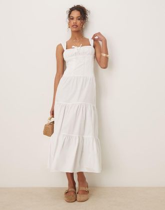 Glamorous Vestito lungo in popeline bianco stile corsetto