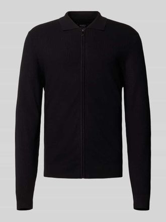 Mc Neal Slim Fit Strickjacke aus Viskose-Mix mit Umlegekragen in Black, Gr&ouml;&szlig;e XL