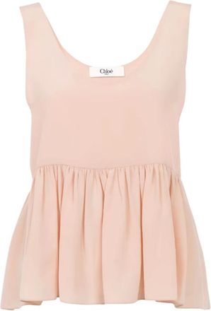 Chlo&eacute; Top zonder mouwen met plooien - Dames - Blouses - Roze - 2XS - Overhemden