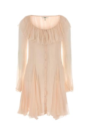 Chlo&eacute; Pastel Pink Silk Mini Dress