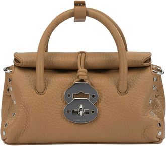 Zanellato Textured Leather Studded Tote Bag with Turn-Lock Closure