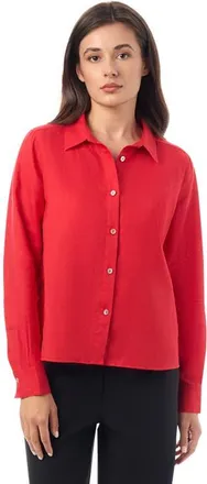 Equipment Long Sleeve Linen Shirt in Poppy at Nordstrom, Size Medium
