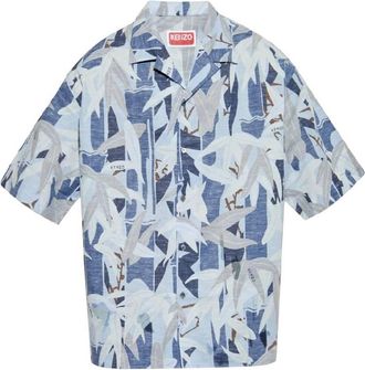 Kenzo Mens Chiku-Rin Camo Hawaiian Short Sleeved Shirt, Size Medium