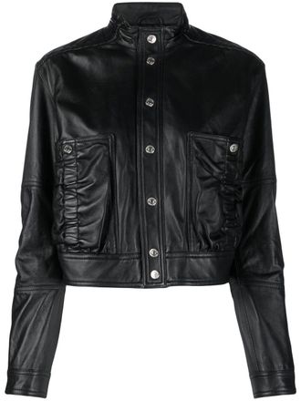 Dsquared2 cropped leather jacket - Zwart
