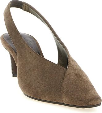 Brunello Cucinelli Womens Gray Calfskin Mid Heel Pumps