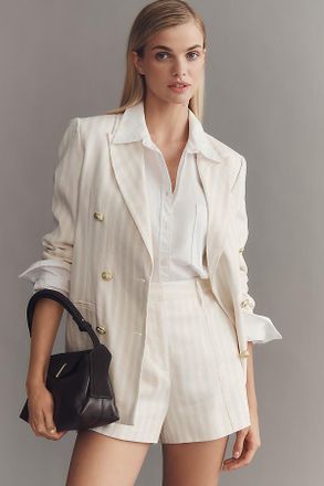 Derek Lam Walter Linen Blend Double-Breasted Blazer Jacket