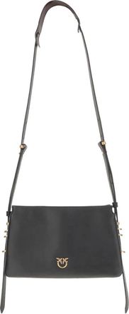 Pinko Rectangular Crossbody Bag In Smooth Black Leather With Gold-Tone Hardware