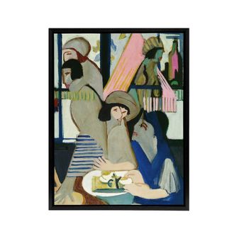 Artery8 The Cafe Abstract Painting Kirchner Black Framed Canvas Wall Art Print | Size: W24 x H32