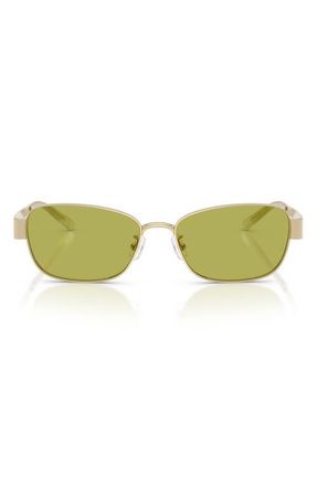 Tory Burch 55mm Rectangular Sunglasses in Shiny Light Gold /Green at Nordstrom
