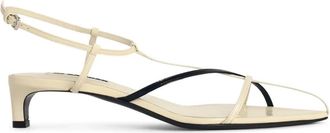 Jil Sander Cage Sandalen met Lage Hak - Dames - Sandalen met hakken - Beige - 36 1/2 EU - Leer - Schoenen