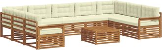 vidaXL Conjunto De Sof&aacute;s De Exterior 10 Uds. Natural Y Crema Vidaxl