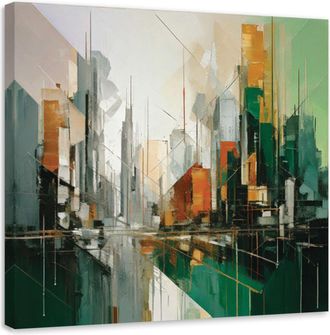 Artgeist Quadro Su Tela, Citt&agrave; Astratta Geometrica Verde - 30x30