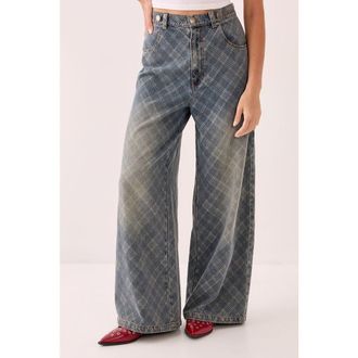 NASTY GAL Denim Distressed Straight Leg Jeans in Authentic Midwash at Nordstrom, Size 14