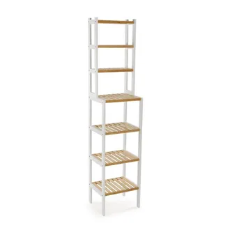 VERSA Estanter&iacute;a de ba&ntilde;o en bamb&uacute; blanco