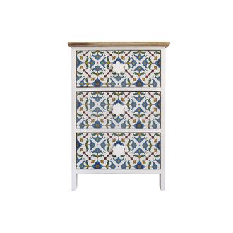 Mobili Rebecca Mobili Rebecca - Rebecca Mobili Mesita De Noche 3 Cajones Madera May&oacute;lica Blanca 60x40x30