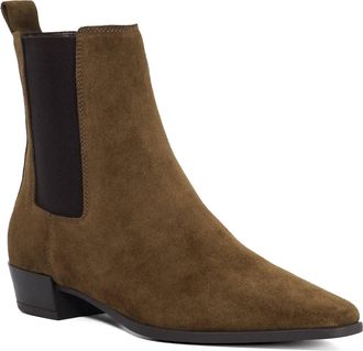 Dune London Womens Ladies Parkas - Chisel Toe Low Heel Chelsea Boots - Green Leather - Size UK 3