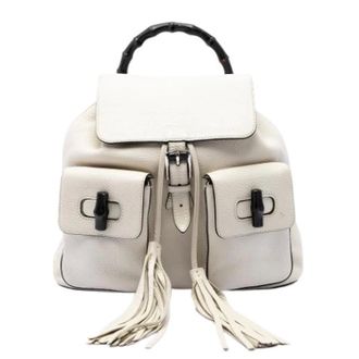 Gucci Pre-owned Bamboo Rugzak - Dames - Pre-owned - Wit - Maat: ONE Size Leer