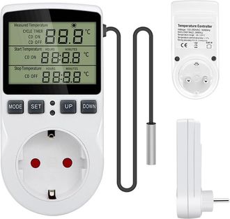 OEM Enchufe Con Termostato Digital De 230 V Y 16 A Con Sensor Temporizador, Controlador De Temperatura D&iacute;a/noche, Enchufe Con Termostato Digital Para Cale
