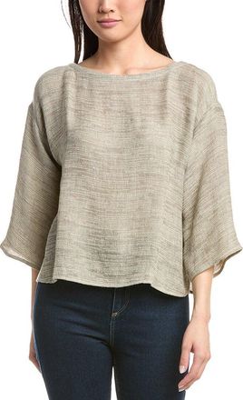 Eileen Fisher Bateau Neck Box Linen-Blend Top