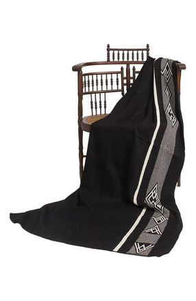 VOZ Wide Diagonal Alpaca Blanket in Black/ivory at Nordstrom