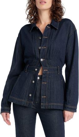 Favorite Daughter The Jade Pintuck Denim Jacket in Oxford at Nordstrom, Size X-Large