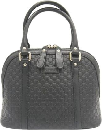 Gucci Pre-owned Handbags, female, Black, Size: ONE SIZE Pre-owned Micro GG Leather Shoulder Bag