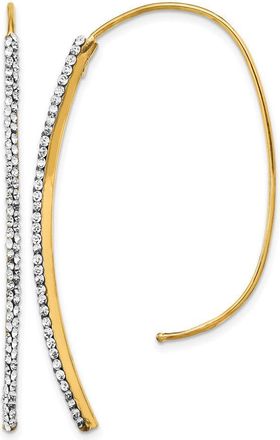 Diamond2Deal 14k Yellow Gold Crystal Threader Hoop Earrings