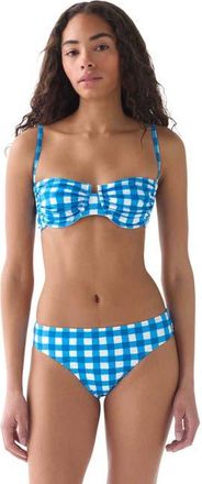 Kate Spade New York Gingham Ruched Bra Swim Top Swimsuit in Santorini Blue at Nordstrom, Size X-Small